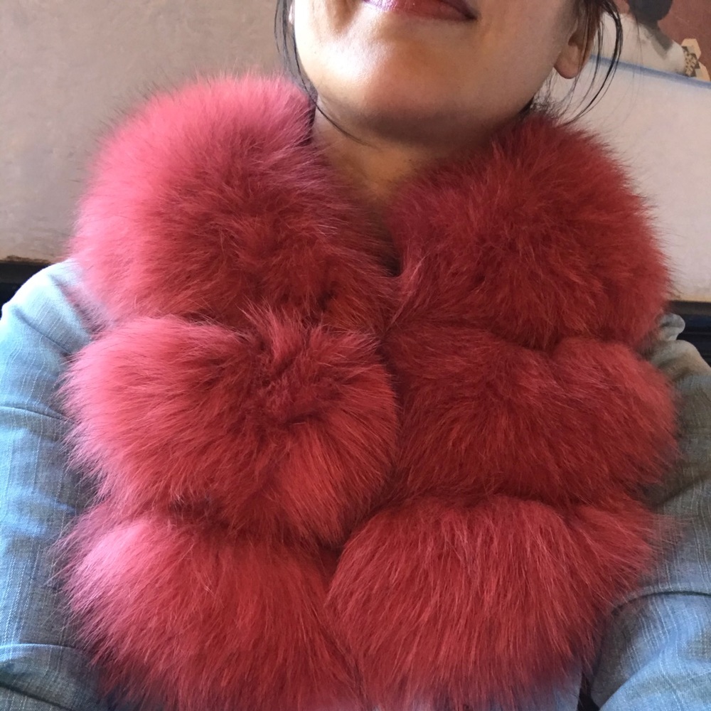 REAL FUR Genuine fox fur chubby scarf NEW